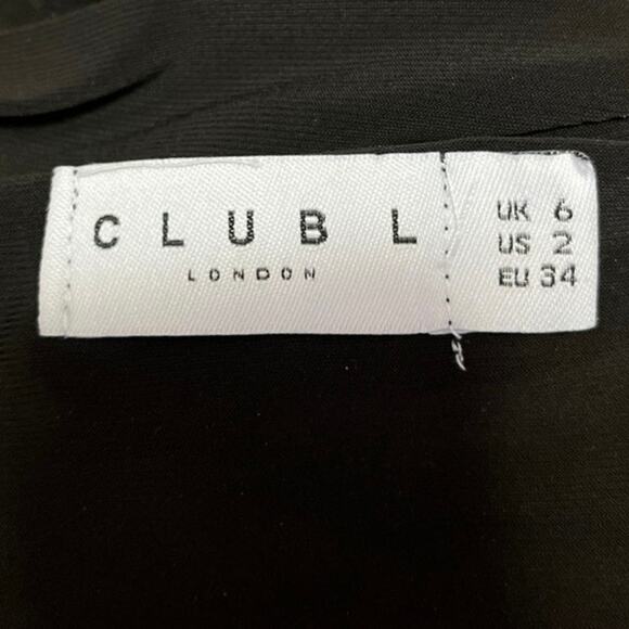 Club L Coco Black Off The Shoulder Asymmetric Bardot Ruched Mini Bodycon Dress 2 - Picture 4 of 5